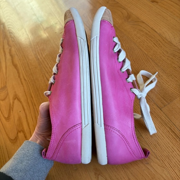 KORK-EASE PINK LEATHER  SNEAKERS CORK TOE shoes womens SIZE 9 tan brown lace up - Picture 6 of 12